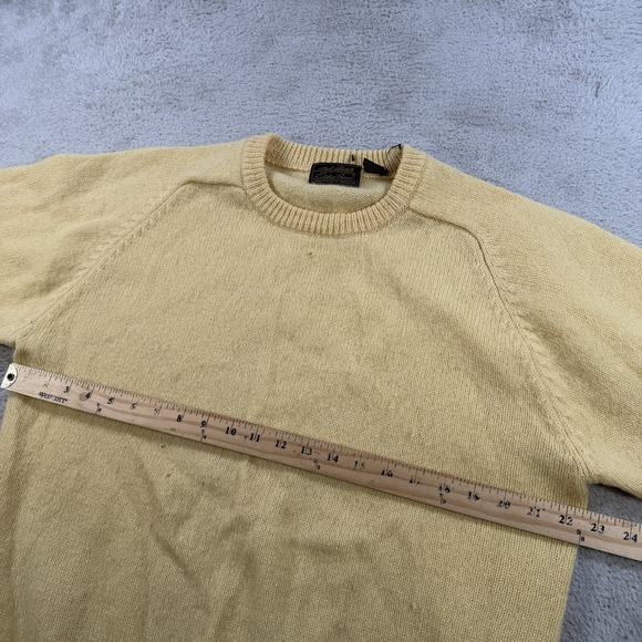 Eddie Bauer Sweater Mens XL Yellow 100% Shetland Wool Knit Crewneck Pullover - Picture 4 of 7